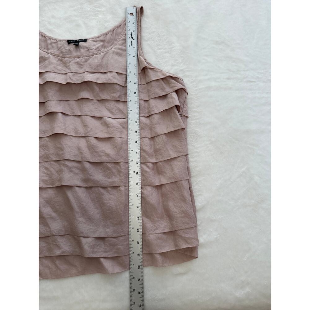 Eileen Fisher Ruffle Top 100% Silk Sleeveless Lavender Layered Quiet Luxury XL - Picture 7 of 8
